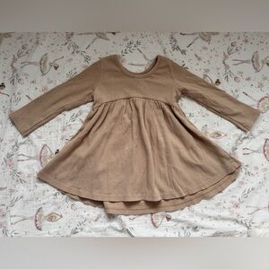 Quincy Mae Organic Cotton Ribbed Toddler Baby Dress 18-24M Neutral Long Sleeve